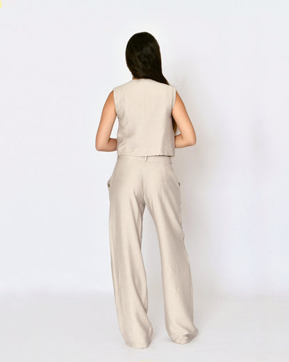 Asymmetric Vest  and Wide-Leg Trousers Set