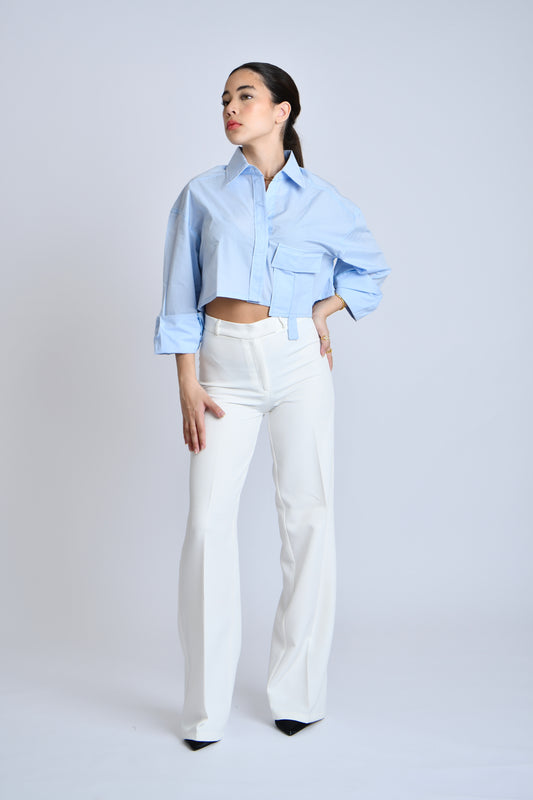 Long sleeve cropped shirt with pocket