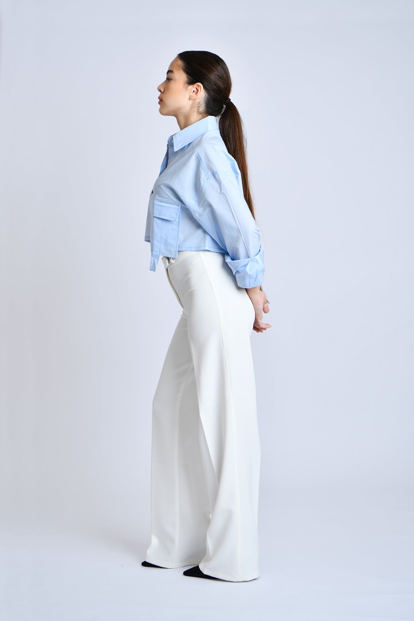 Long sleeve cropped shirt with pocket