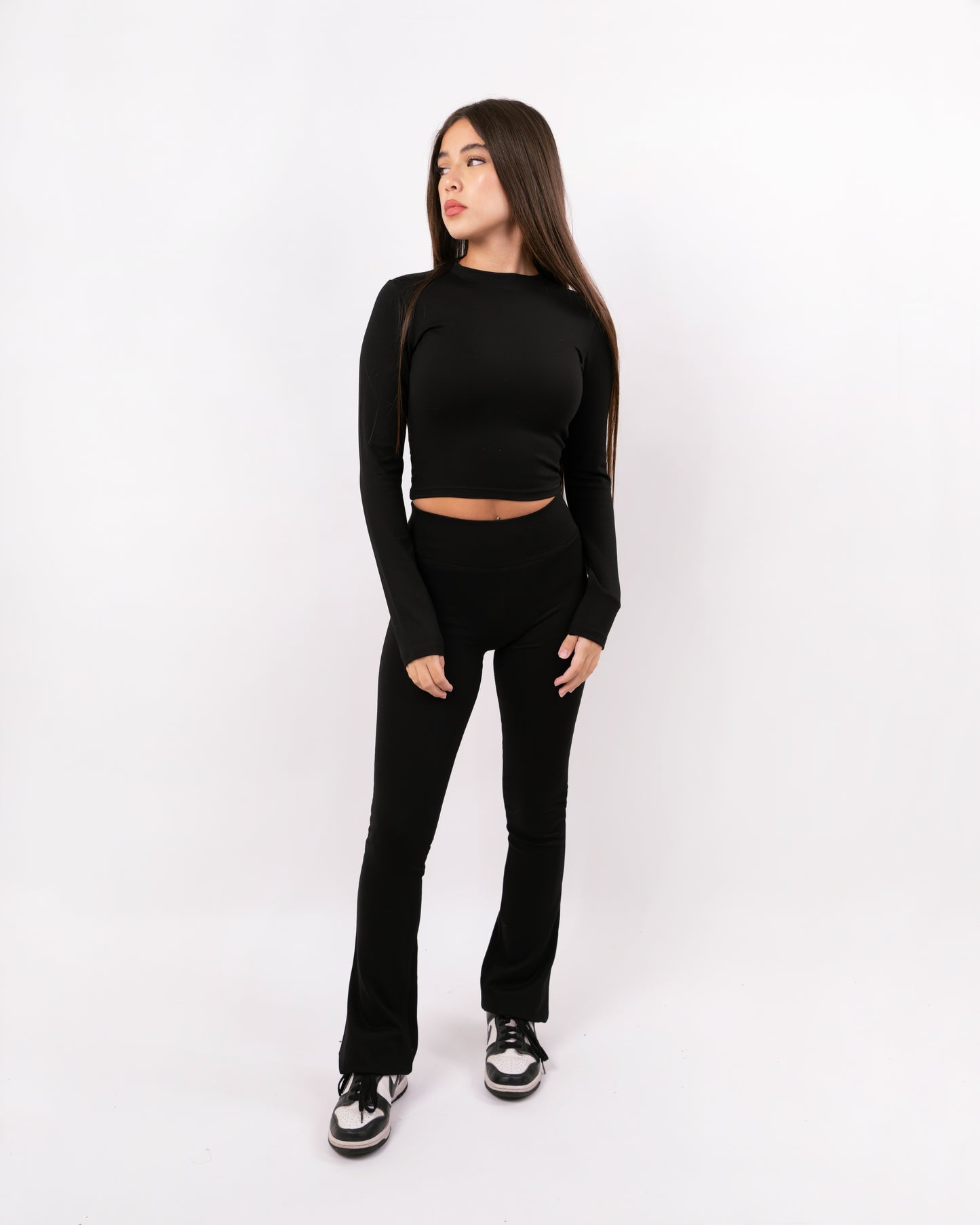 Long Sleeve Crop Top & Flared Leggings Set