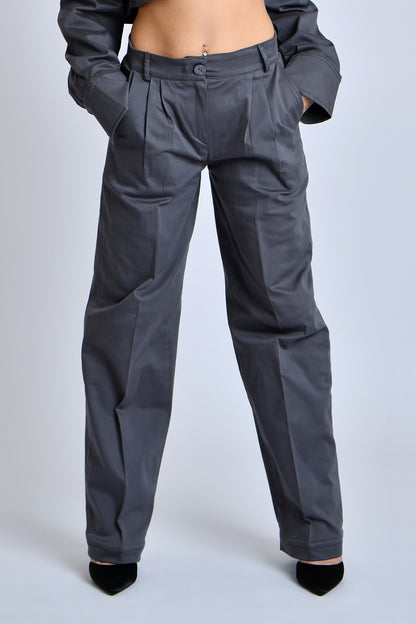 Low waist wide-leg trousers