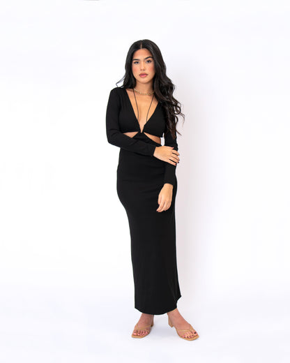 Long sleeve cut out maxi dress