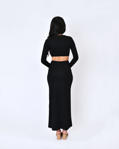 Long sleeve cut out maxi dress