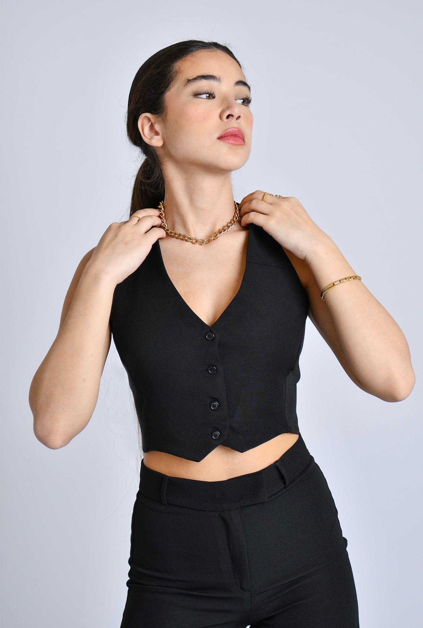 Tailored fitted halter waistcoat