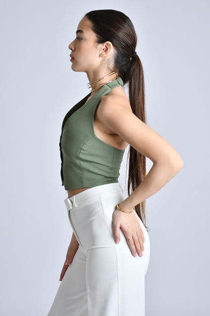 Tailored fitted halter waistcoat