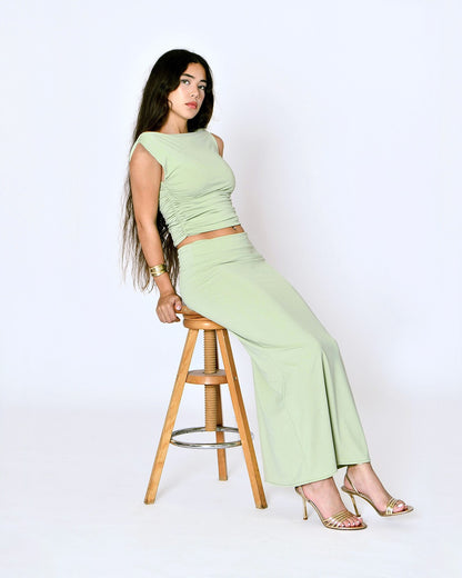 Asymmetrical top and Maxi Skirt Set