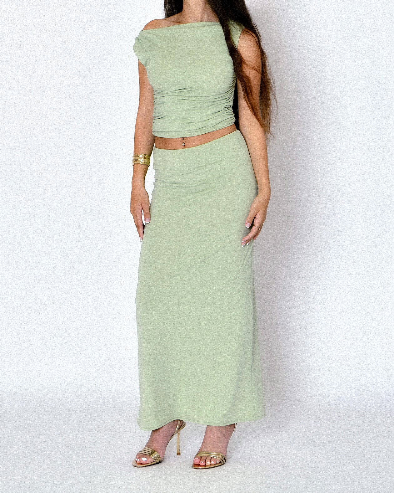 Asymmetrical top and Maxi Skirt Set