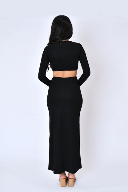 Long sleeve cut out maxi dress